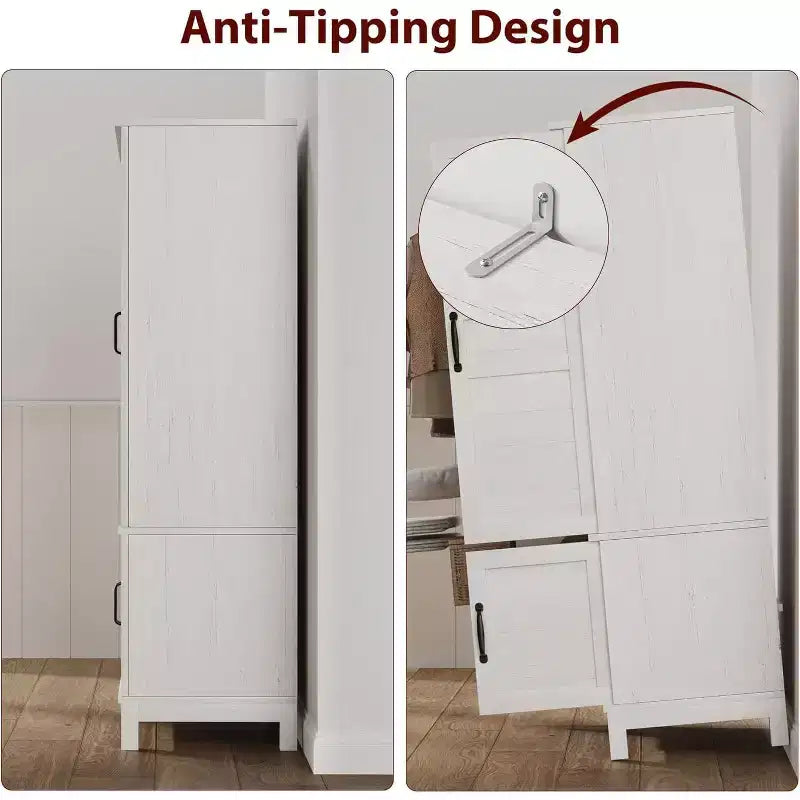 Armadio Guardaroba in Legno Alto 183 cm con 4 Ante, Asta Appendiabiti e Ripiani Regolabili, Armadio Autoportante per Vestiti per Camera da Letto