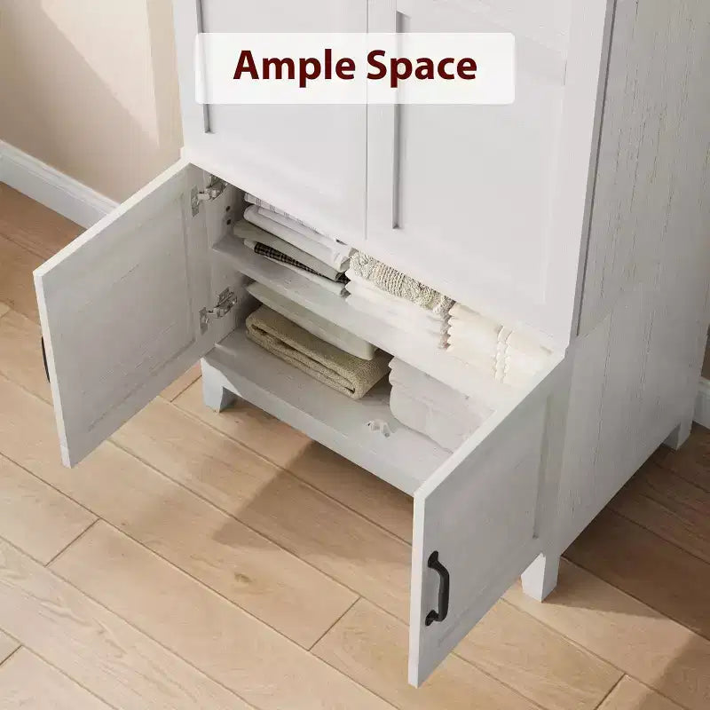 Armadio Guardaroba in Legno Alto 183 cm con 4 Ante, Asta Appendiabiti e Ripiani Regolabili, Armadio Autoportante per Vestiti per Camera da Letto