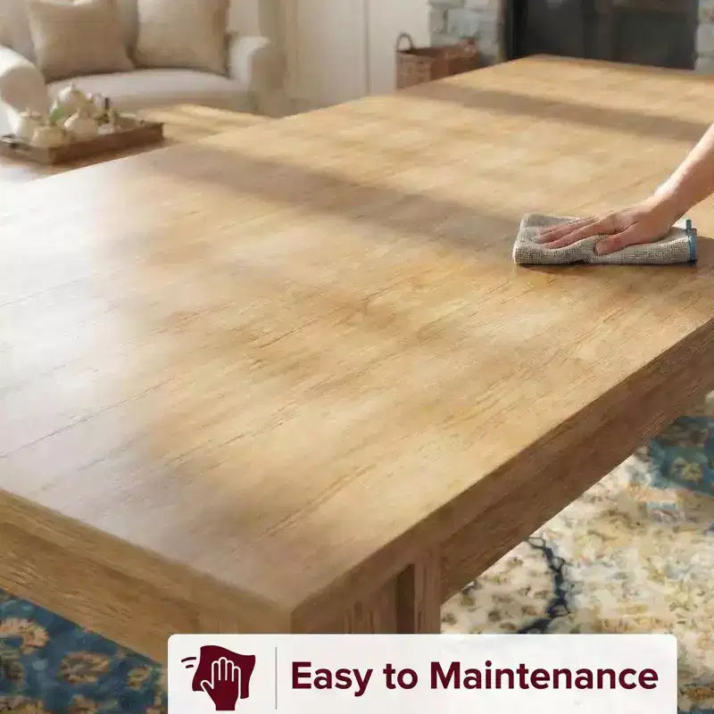 Tavolo da pranzo 71 per 6-8 persone, tavolo da cucina rettangolare in stile rustico con ampie gambe a H, piano spesso, finitura in legno naturale