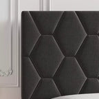 Struttura letto imbottita con testiera regolabile e doghe in legno, nessun box spring richiesto, silenziosa, facile da montare, moderna, singolo/matrimoniale, beige