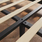 Struttura letto imbottita con testiera regolabile e doghe in legno, nessun box spring richiesto, silenziosa, facile da montare, moderna, singolo/matrimoniale, beige