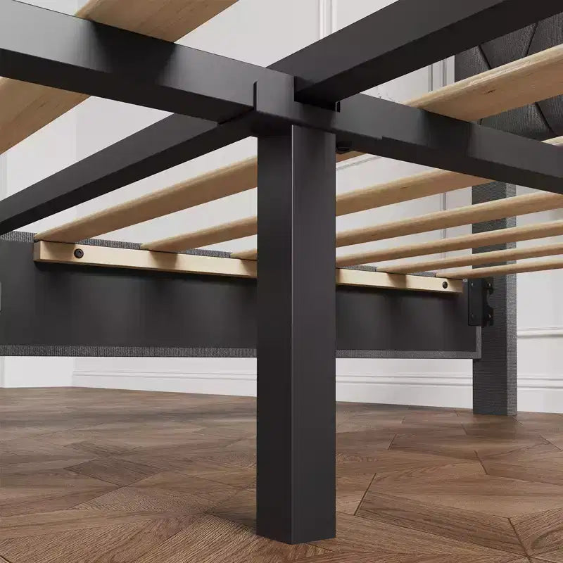 Struttura letto imbottita con testiera regolabile e doghe in legno, nessun box spring richiesto, silenziosa, facile da montare, moderna, singolo/matrimoniale, beige