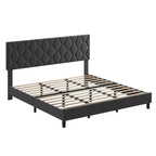 Upholstered Bed Frame with Adjustable Headboard & Wood Slats, No Box Spring Needed, Noise-Free, Easy Assembly, Modern, Twin/King, Beige