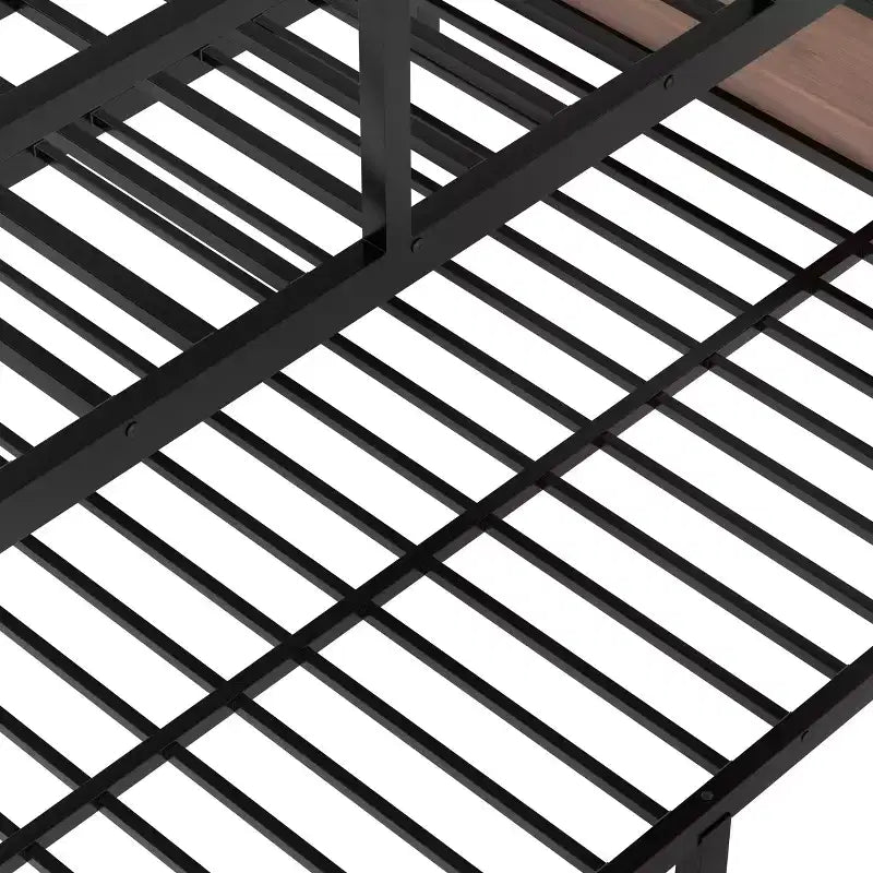 Letto a castello in metallo Queen su Queen con ripiani portaoggetti e luce LED, struttura letto a castello resistente con spondine e scaletta, senza rumore, nero