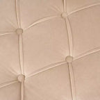 Poggiapiedi Moderno Rotondo in Legno Rivestito con Design Capitonnè e Coperchio Reversibile