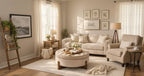Christopher Knight Home Javier Modern Wooden Upholstered Round Storage Ottoman with Tufted Design and Reversible Lid