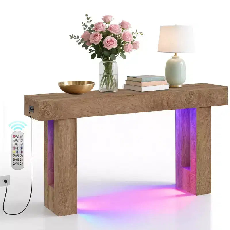 Console, Tavolo Rettangolare da Divano in Legno da 63 pollici con Ripiano, Tavolino Stretto per Ingresso, Corridoio, Foyer
