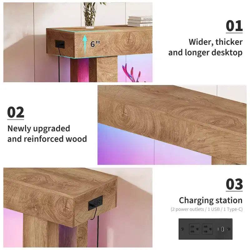 Console, Tavolo Rettangolare da Divano in Legno da 63 pollici con Ripiano, Tavolino Stretto per Ingresso, Corridoio, Foyer