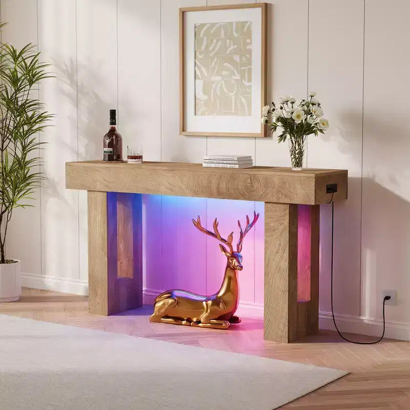 Console, Tavolo Rettangolare da Divano in Legno da 63 pollici con Ripiano, Tavolino Stretto per Ingresso, Corridoio, Foyer
