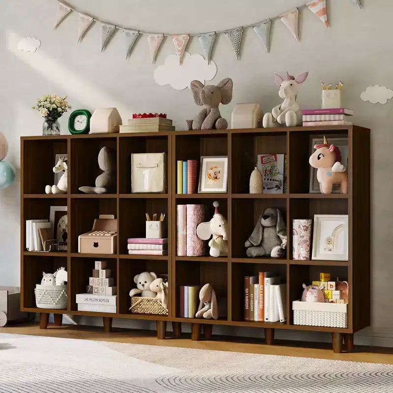 Libreria a 9 Livelli di Metà Secolo, Mobile Contenitore a Cubi Incrociati con Kit Antiribaltamento, Organizzatore Retrò per Salotto, Ufficio