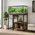 Mobiletto di supporto per acquario - Supporto per acquario da 40-50 galloni con prese elettriche, costruzione resistente in metallo e legno, ripiani aperti