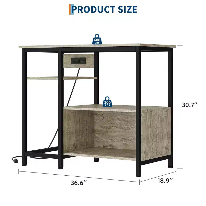 Mobiletto di supporto per acquario - Supporto per acquario da 40-50 galloni con prese elettriche, costruzione resistente in metallo e legno, ripiani aperti