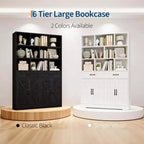 Grande Libreria in Legno per Bambini, 2 Cassetti, 4 Ante, Armadio Contenitore a 6 Ripiani, Scaffale Organizzatore Spazioso, per Soggiorno, Ufficio
