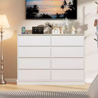 Comò moderno per camera da letto con 8 cassetti, cassettiera ampia, mobile contenitore in legno per armadio, soggiorno, cameretta bambini, asilo nido, bianco