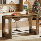 Lantine 63'' High Top Bar Table, 37.4'' Counter Height Pub Table with Metal Footrests, Long Home Bar Unit for Kitchen, Bistro, or Restaurant