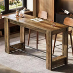 Tavolo da Bar Alto 160 cm, Tavolo da Pub Altezza Bancone 95 cm con Poggiapiedi in Metallo, Mobile Bar Lungo per Cucina, Bistrò o Ristorante