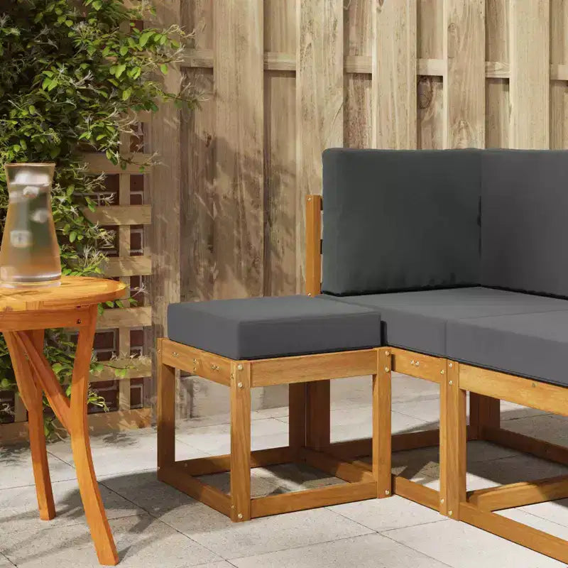 Sgabello Panca Naturale e Antracite 43 x 43 x 37 cm
