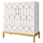 Buffet Cabinet, Modern Storage Cabinet with Doors & Shelves, 30.9W14.3D33.3H, White/Gold for Kitchen/Office/Dining/Living Room