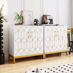 Madia, Credenza Moderna con Ante e Ripiani, 30.9L14.3P33.3A, Bianco/Oro per Cucina/Ufficio/Sala da Pranzo/Soggiorno