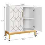 Madia, Credenza Moderna con Ante e Ripiani, 30.9L14.3P33.3A, Bianco/Oro per Cucina/Ufficio/Sala da Pranzo/Soggiorno