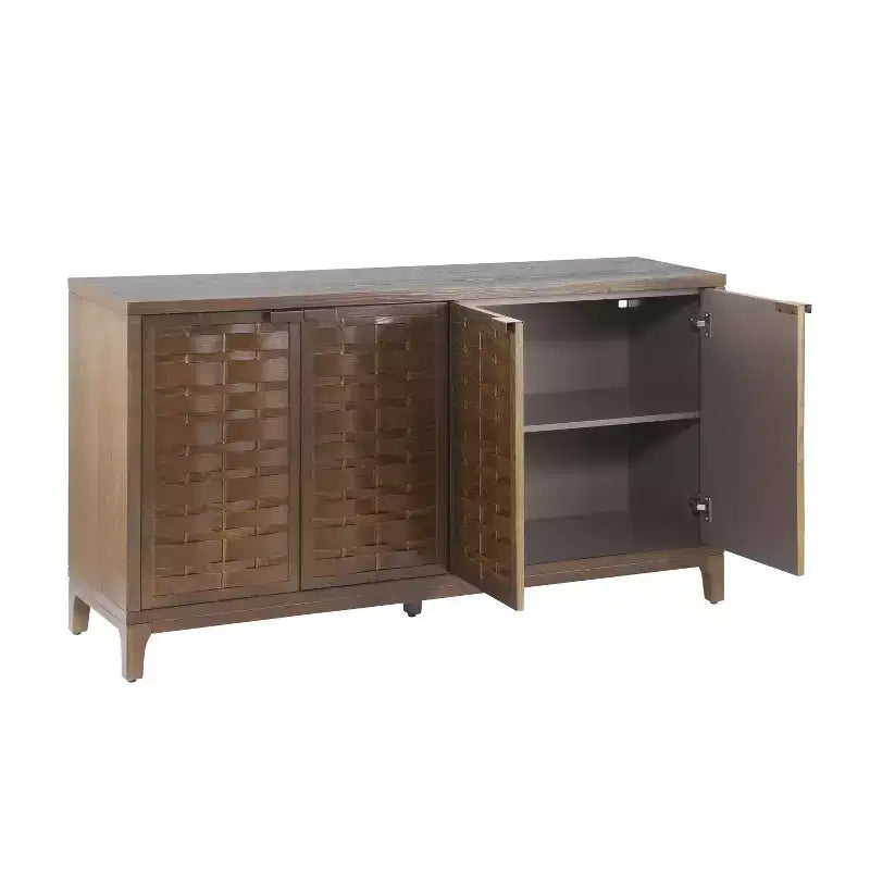 Credenza/mobile basso 4 ante Gree da 149,86 cm, stile moderno di metà secolo, tessitura 3D