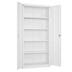VEVOR Metal Storage Cabinet, 68.9 in Lockable Steel Garage Cabinet with 4 Adjustable Shelves, 2 Magnetic Doors, 2 Keys, 5 Tiers Tool Storage, White