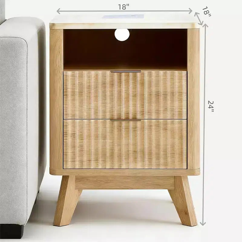 Comodino, tavolino da notte 3-in-1, comodino a 2 cassetti, comodino moderno curvo, per soggiorno, camera da letto