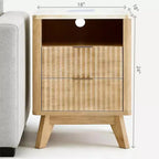 Comodino, tavolino da notte 3-in-1, comodino a 2 cassetti, comodino moderno curvo, per soggiorno, camera da letto