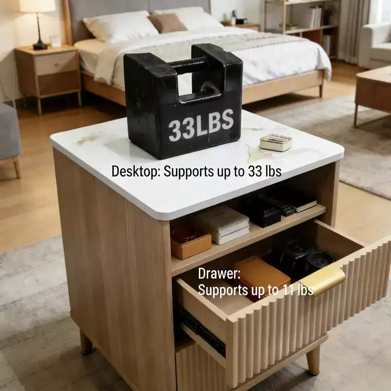 Comodino, tavolino da notte 3-in-1, comodino a 2 cassetti, comodino moderno curvo, per soggiorno, camera da letto