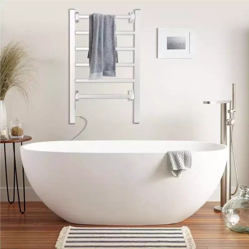 Scaldasalviette a 6 barre, scaldasalviette da bagno indipendente o a parete, scaldasalviette plug-in, impermeabile IP56 per bagno, spa