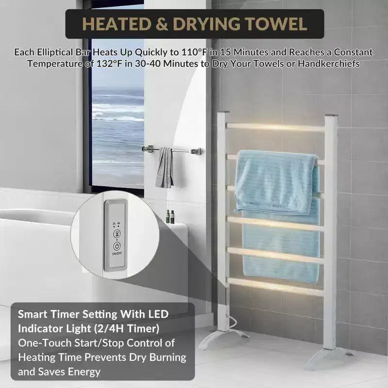 Scaldasalviette a 6 barre, scaldasalviette da bagno indipendente o a parete, scaldasalviette plug-in, impermeabile IP56 per bagno, spa