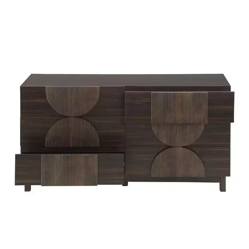 Cassettiera moderna geometrica a 6 cassetti, mobile contenitore ampio con accento a semicerchio per camera da letto e soggiorno
