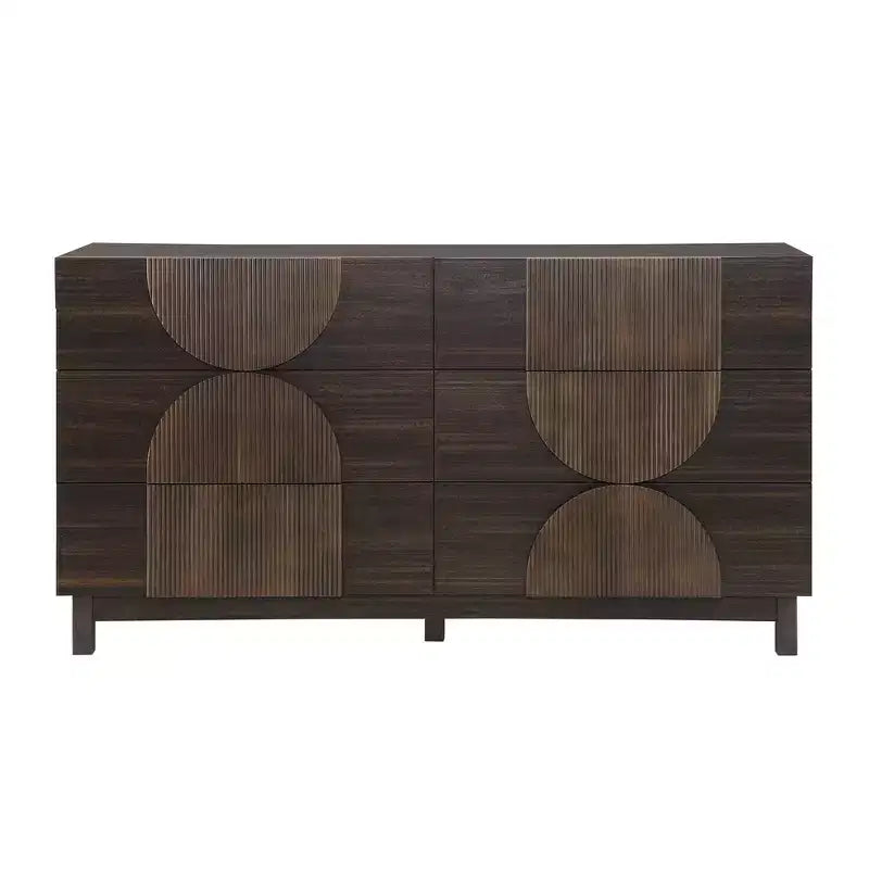 Cassettiera moderna geometrica a 6 cassetti, mobile contenitore ampio con accento a semicerchio per camera da letto e soggiorno