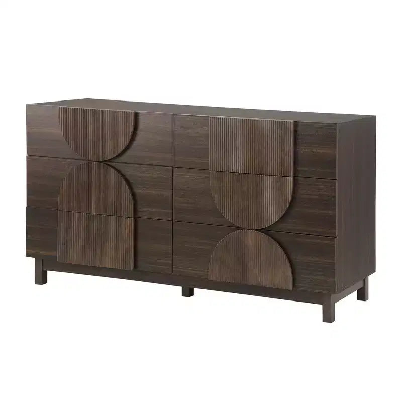 Cassettiera moderna geometrica a 6 cassetti, mobile contenitore ampio con accento a semicerchio per camera da letto e soggiorno