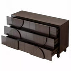Cassettiera moderna geometrica a 6 cassetti, mobile contenitore ampio con accento a semicerchio per camera da letto e soggiorno