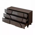 Cassettiera moderna geometrica a 6 cassetti, mobile contenitore ampio con accento a semicerchio per camera da letto e soggiorno