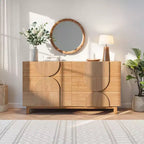 Cassettiera moderna geometrica a 6 cassetti, mobile contenitore ampio con accento a semicerchio per camera da letto e soggiorno
