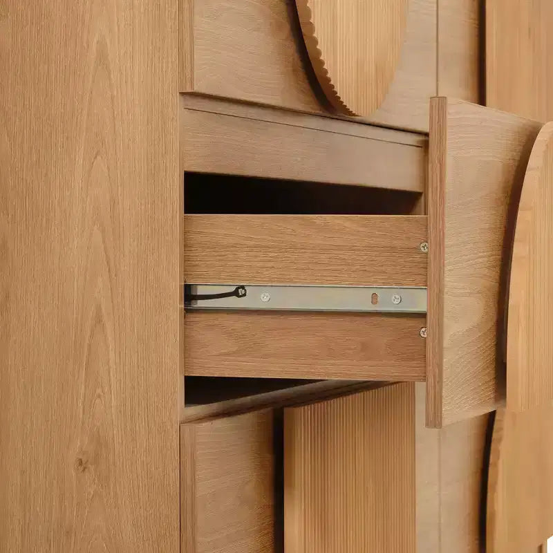 Cassettiera moderna geometrica a 6 cassetti, mobile contenitore ampio con accento a semicerchio per camera da letto e soggiorno