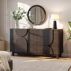 Cassettiera moderna geometrica a 6 cassetti, mobile contenitore ampio con accento a semicerchio per camera da letto e soggiorno