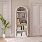 Libreria a 5 ripiani, libreria ad arco alta 182 cm, scaffale espositivo in stile rustico, librerie in legno per casa, ufficio, soggiorno