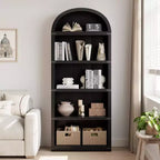 Libreria a 5 ripiani, libreria ad arco alta 182 cm, scaffale espositivo in stile rustico, librerie in legno per casa, ufficio, soggiorno
