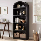 Libreria a 5 ripiani, libreria ad arco alta 182 cm, scaffale espositivo in stile rustico, librerie in legno per casa, ufficio, soggiorno
