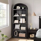 Libreria a 5 ripiani, libreria ad arco alta 182 cm, scaffale espositivo in stile rustico, librerie in legno per casa, ufficio, soggiorno