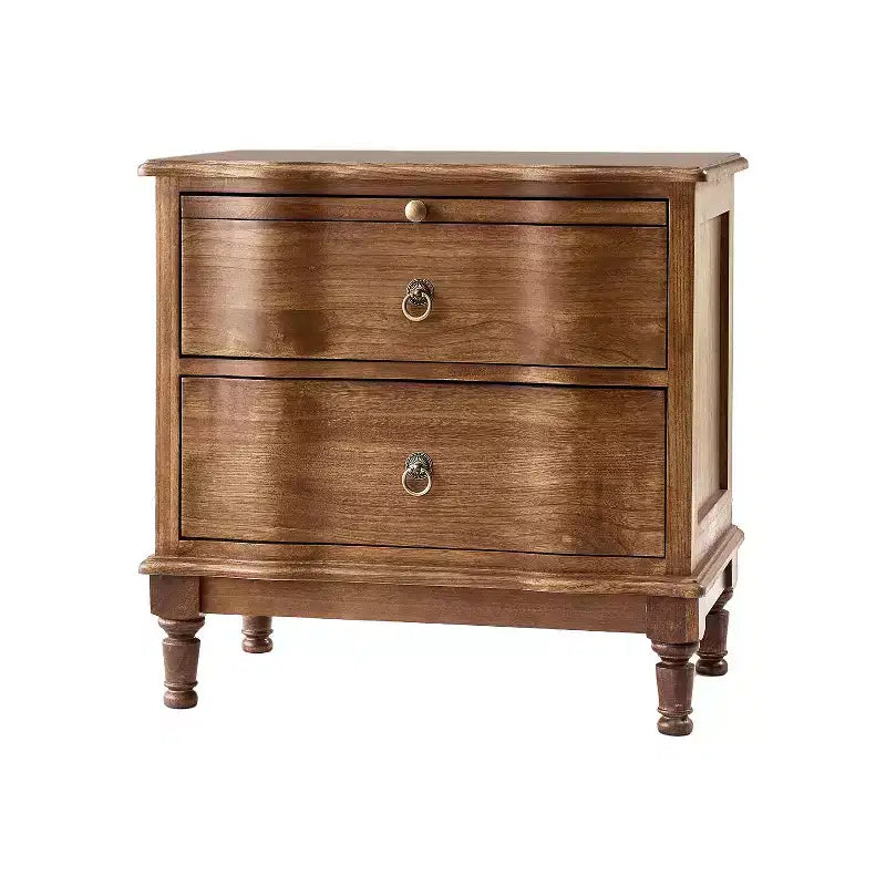 Tavolino Honorio tradizionale a 2 cassetti in legno massello con presa elettrica integrata